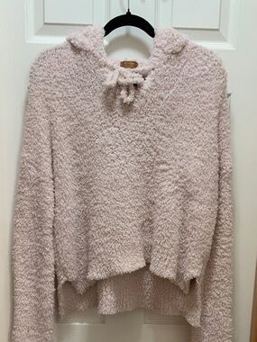 POL Cozy Plush Hooded Sweater - Pale Pink